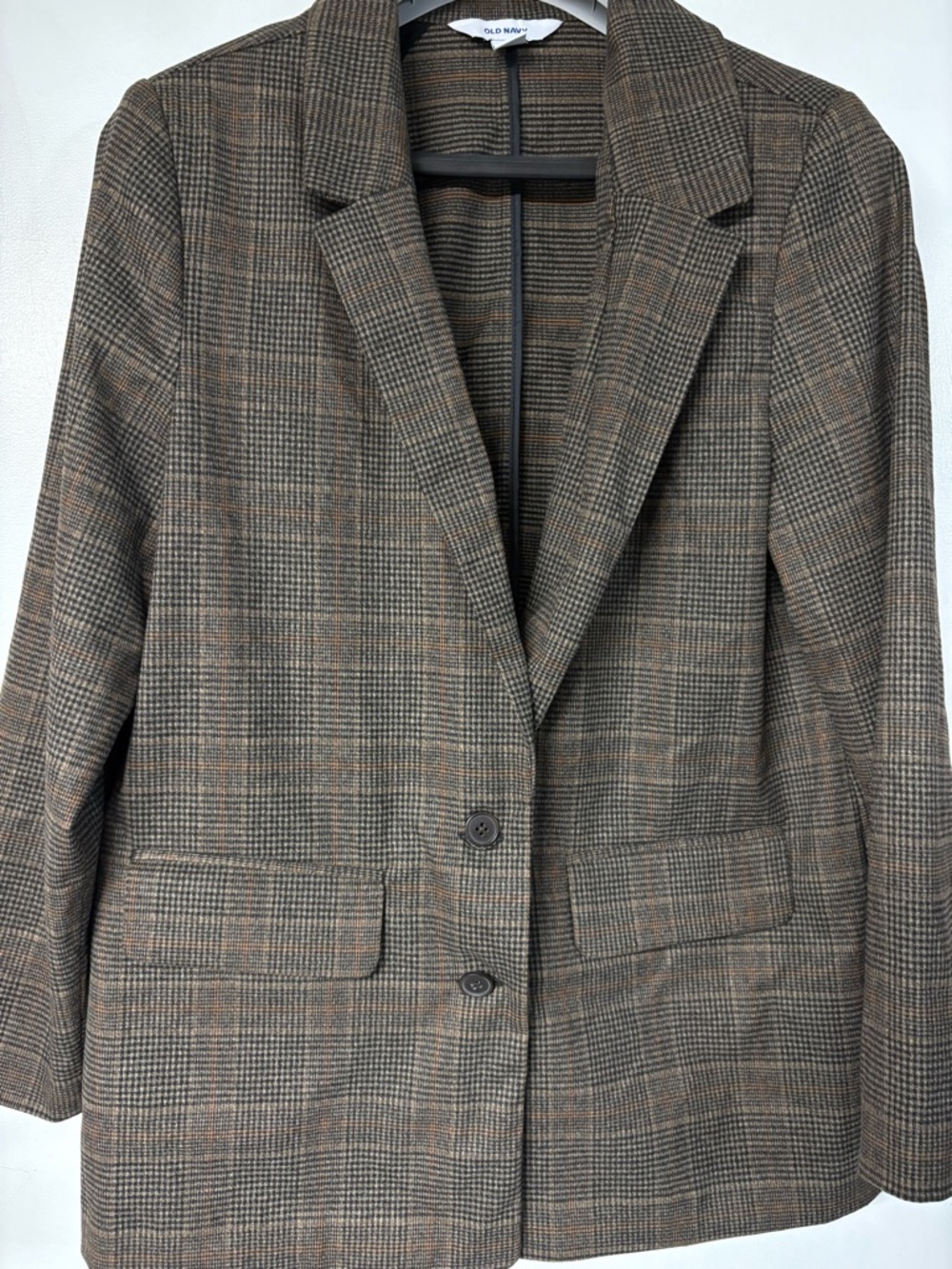 Old Navy Brown Plaid Glen-Check Blazer Jacket